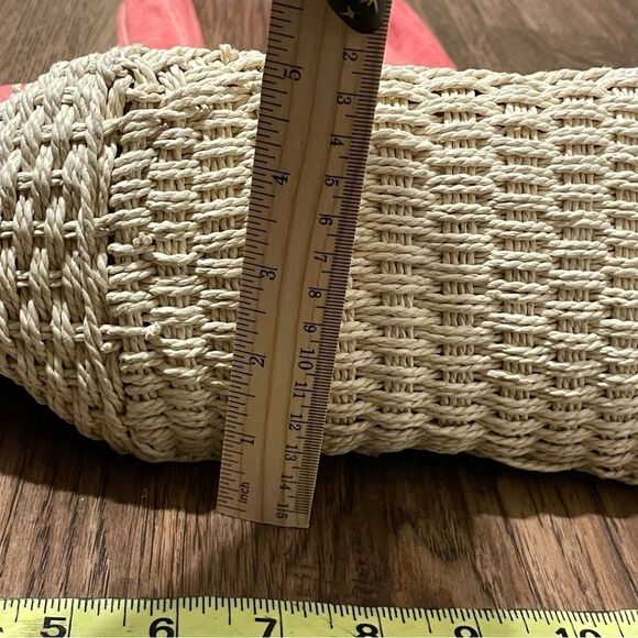 Rolfs Woven Straw Purse Handbag Cream With Pink Straps - Picture 13 of 13